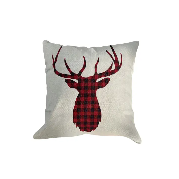 Чехол с рисунком ОЛЕНЬ АНФАС КРАСНАЯ КЛЕТКА 45х45 см, текстиль