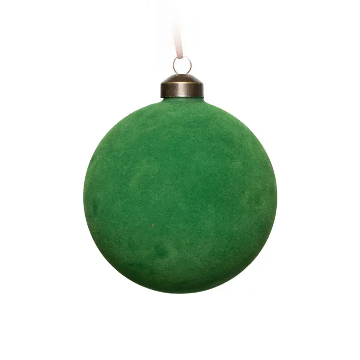 Шар D10 см, стекло, флок, зеленый