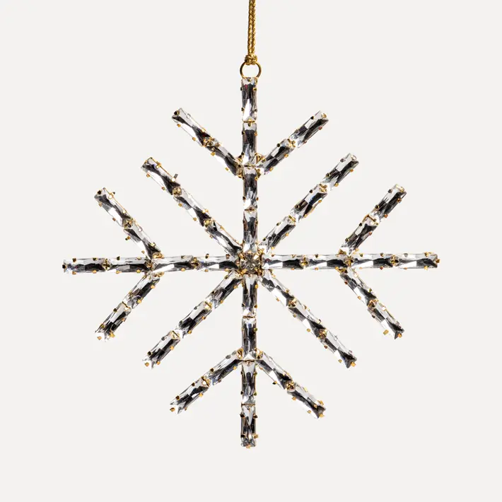 Подвес СНЕЖИНКА с кристаллами D15 см, стекло, металл, серебряный