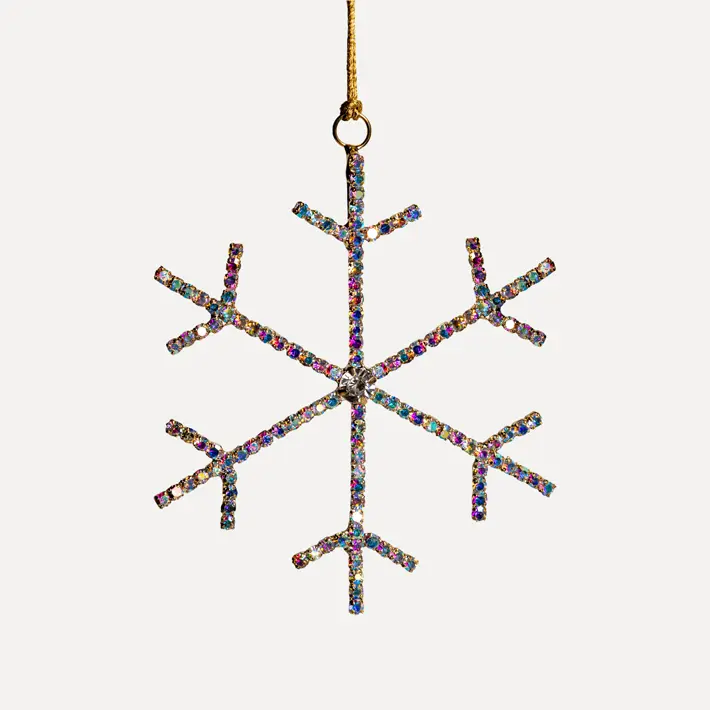 Подвес СНЕЖИНКА с кристаллами D10 см, стекло, металл, мультиколор