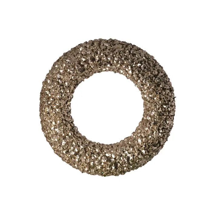 Венок D37 см с блёстками, пенопласт, шампань