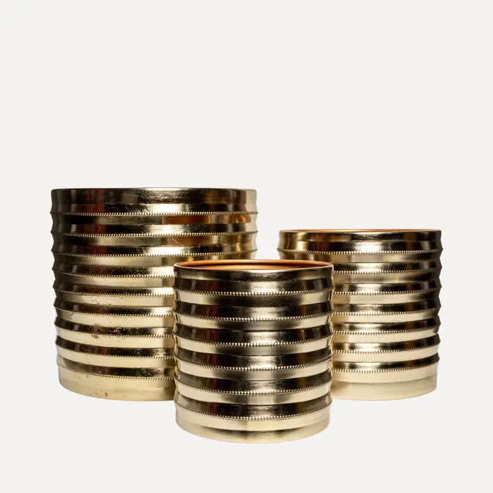 Набор из 3-х кашпо 25x24, 19х19, 15х15 см, металл, золотой