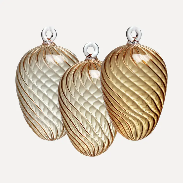 Набор украшений ручной работы ЯЙЦА, H8 см, 3 шт, светло-жёлтый, желтый, тёмно-жёлтый