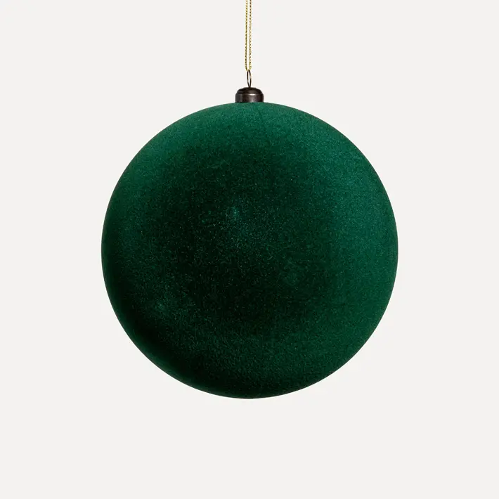 Шар D15 см, пластик, флок, темно-зеленый