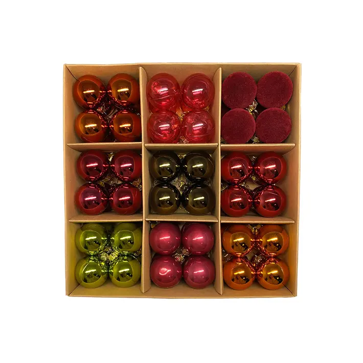 Шары в наборе D3 см, 72 шт, пластик, зелёный, медный, красный