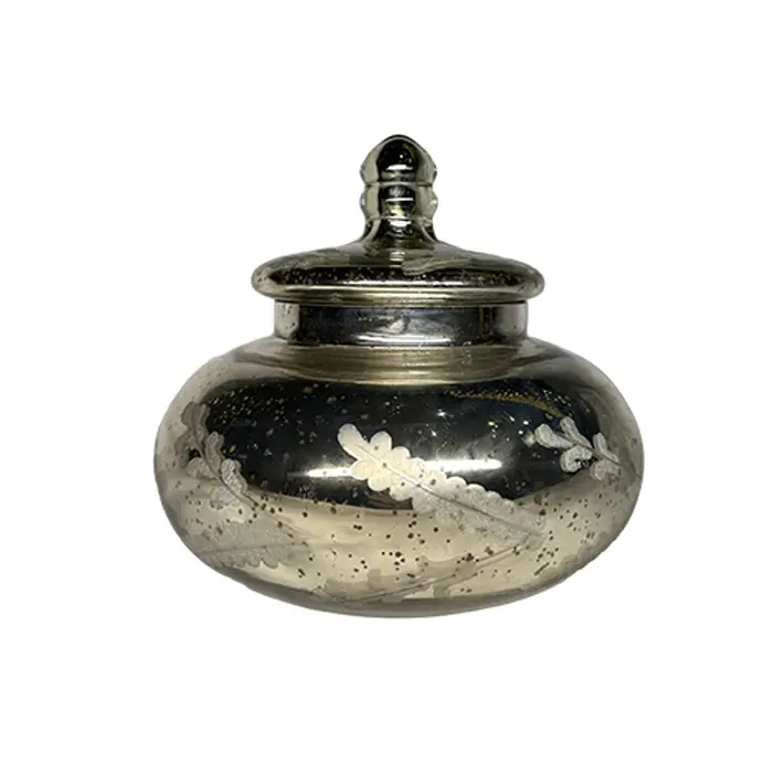 Ваза с крышкой, 18х17 см, стекло, серебряный