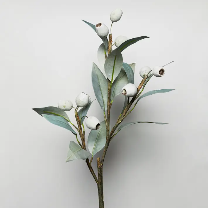 Ветвь эвкалипта с ягодами H65 см, пластик, зеленый