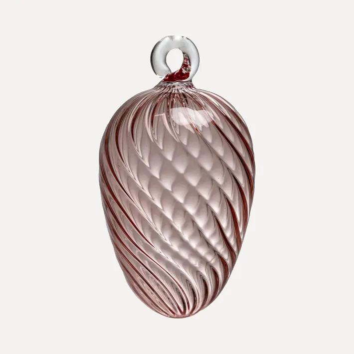 Подвес ручной работы ЯЙЦО 6x7 см, стекло, розовый