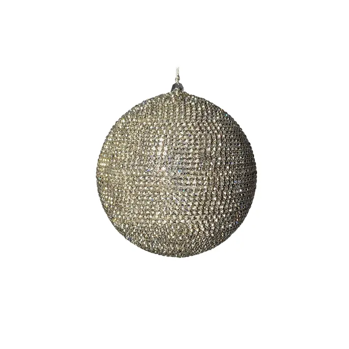 Шар c кристаллами D12 см, пластик, стекло, серебряный