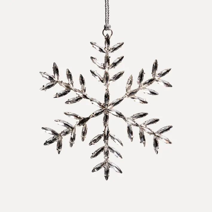 Подвес СНЕЖИНКА с кристаллами D13 см, стекло, металл, серебряный