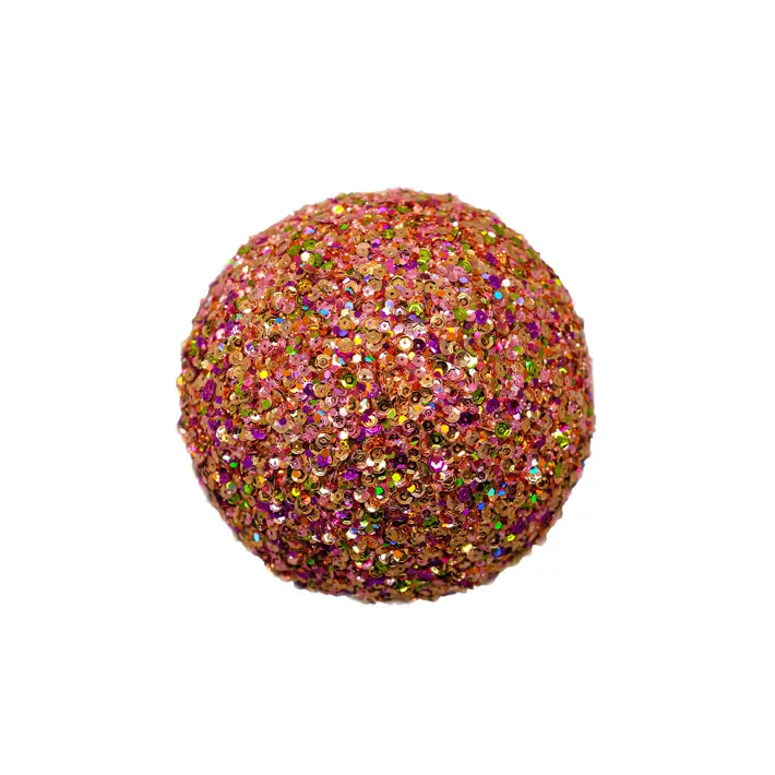 Шар с пайетками D15 см, пенопласт, мультиколор, оранжевый
