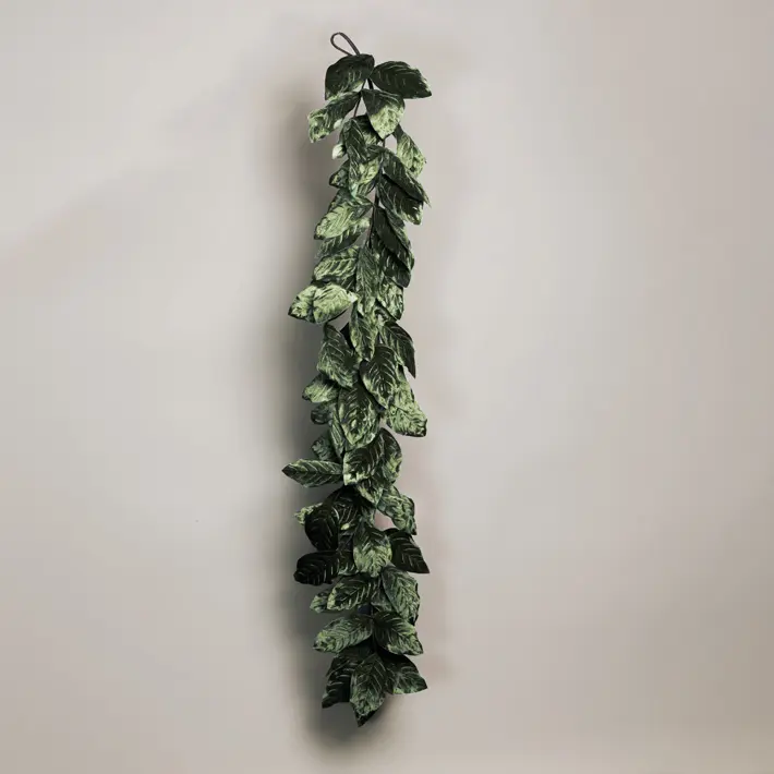 Ветка с листьями L140 см, бархат, эвкалиптовый