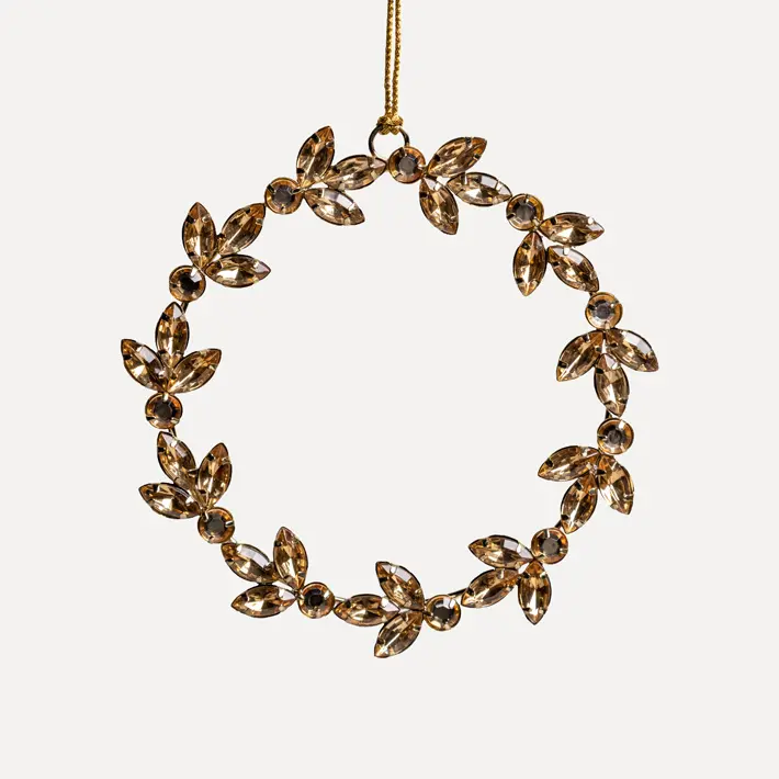 Подвес КОЛЬЦО с кристаллами D12 см, стекло, металл, золотой