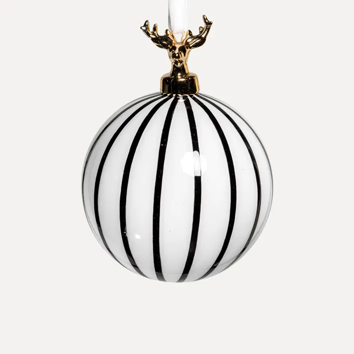 Шар D15 см, стекло, белый, черный