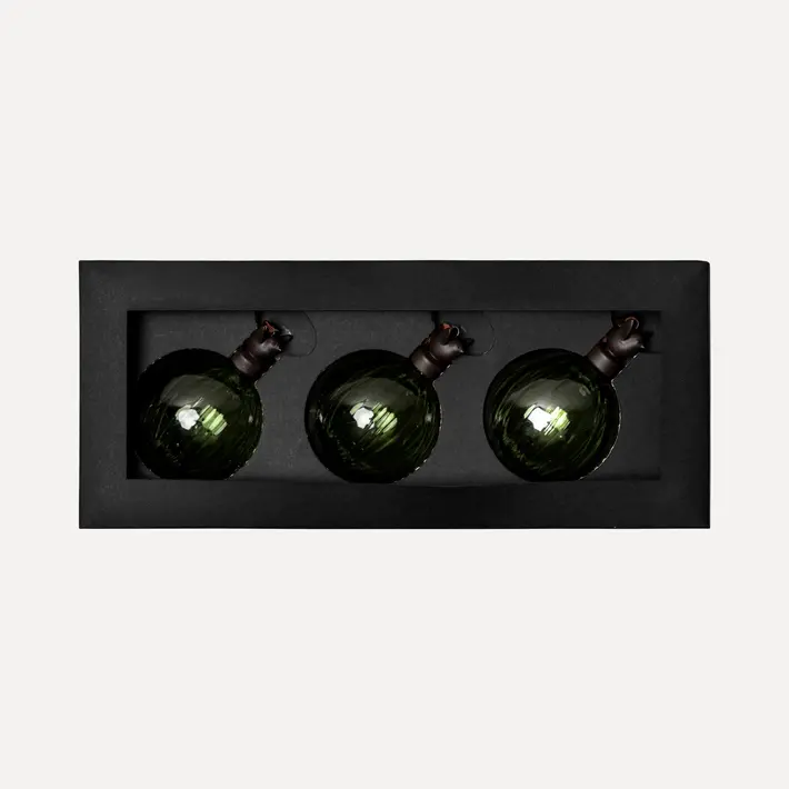 Шары в наборе D8 см, 3шт, стекло, зеленый