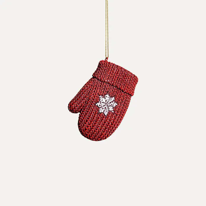 Подвес ВАРЕЖКА 6x9 см, полирезин, красный