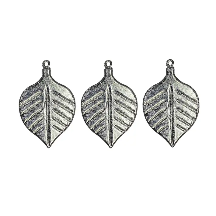 Подвесы в наборе ЛИСТЬЯ H10 см, 3 шт, стекло, серебряный