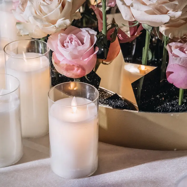 Светодиодная свеча 7,5х12,5 см, пластик, стекло, парафин, прозрачный