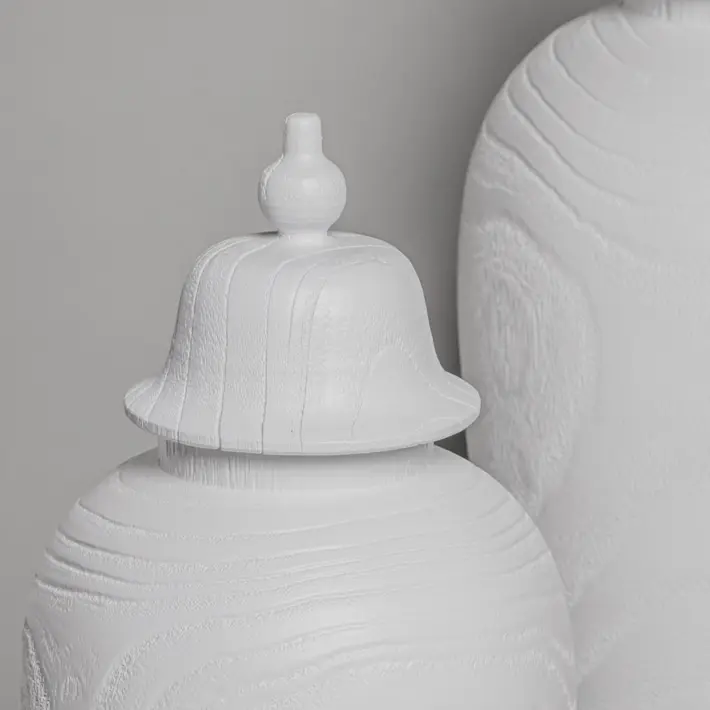 Ваза с крышкой 20х47 см, дерево, белый