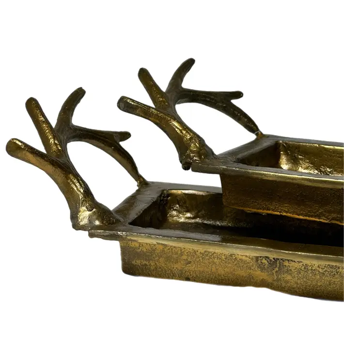 Поднос прямоугольный 67х14х13 см, металл, золотой