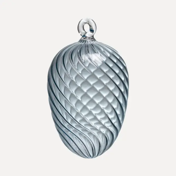 Подвес ручной работы ЯЙЦО 8x9 см, стекло, светло-голубой