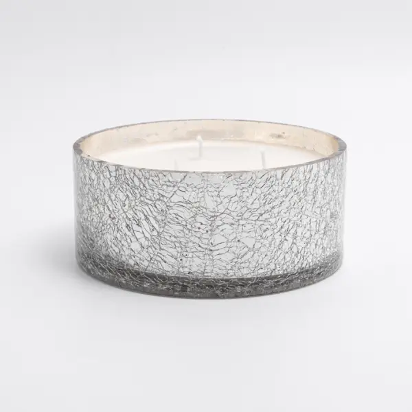 Свеча в стакане БЕРГАМОТ, D15xH6 см, стекло, серебро