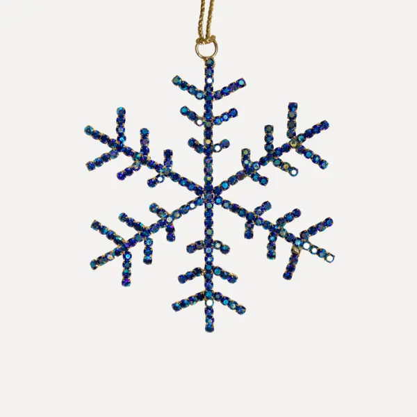 Подвес СНЕЖИНКА с кристаллами D10 см, стекло, металл, синий, мультиколор