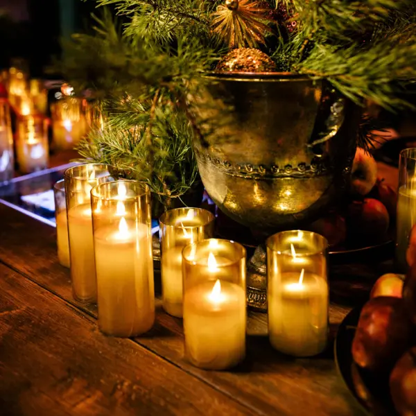 Светодиодная свеча 7,5х12,5 см, пластик, стекло, парафин, дымчатый