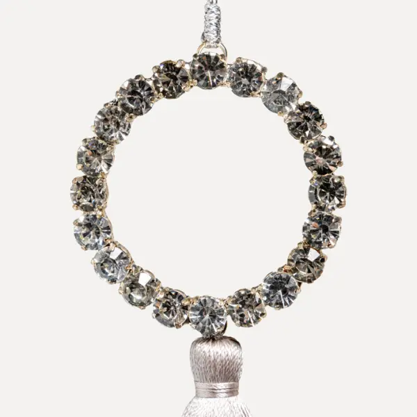 Подвес КОЛЬЦО с кристаллами H24 см, металл, стекло, серебряный