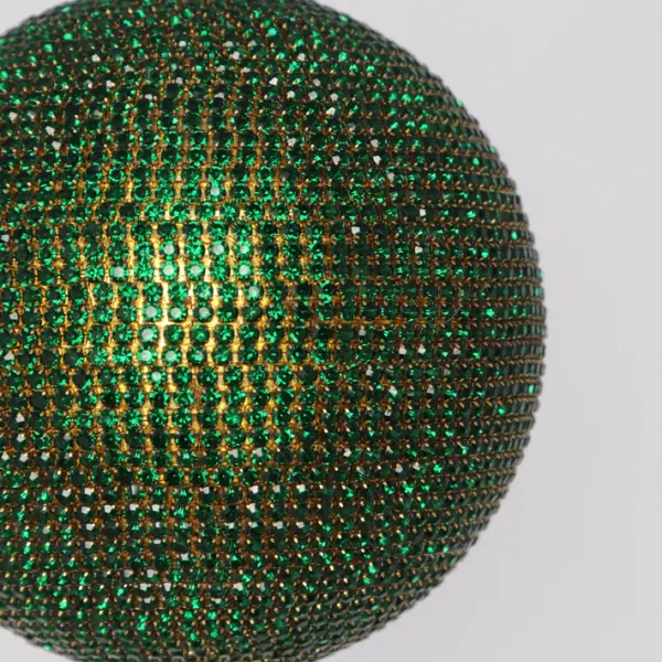 Шар D12 см c кристаллами, пластик, стекло, зеленый