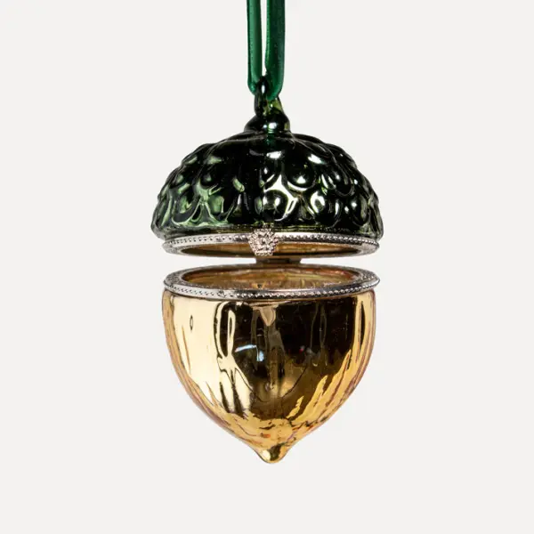 Подвес ЖЕЛУДЬ H9 см, стекло, золотой