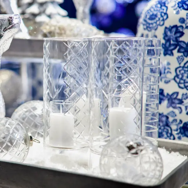 Ваза с сетчатым узором H25см, стекло, прозрачный