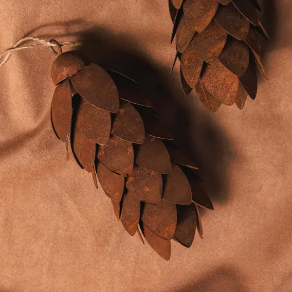 Подвес ШИШКА 7x16 см, металл, коричневый