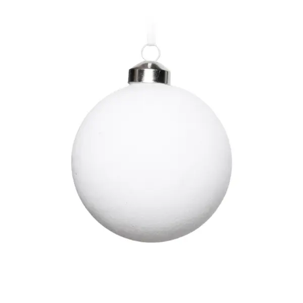 Шар D8 см, стекло, флок, белый