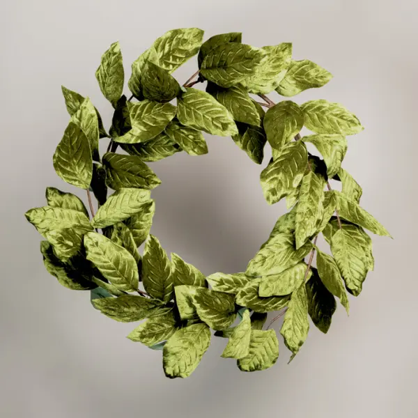 Ветка с листьями L140 см, бархат, оливковый