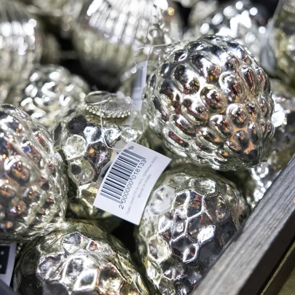 Подвес Шишка D10 см, стекло, серебряный