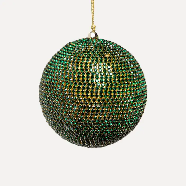 Шар c кристаллами D15 см, пластик, стекло, зелёный