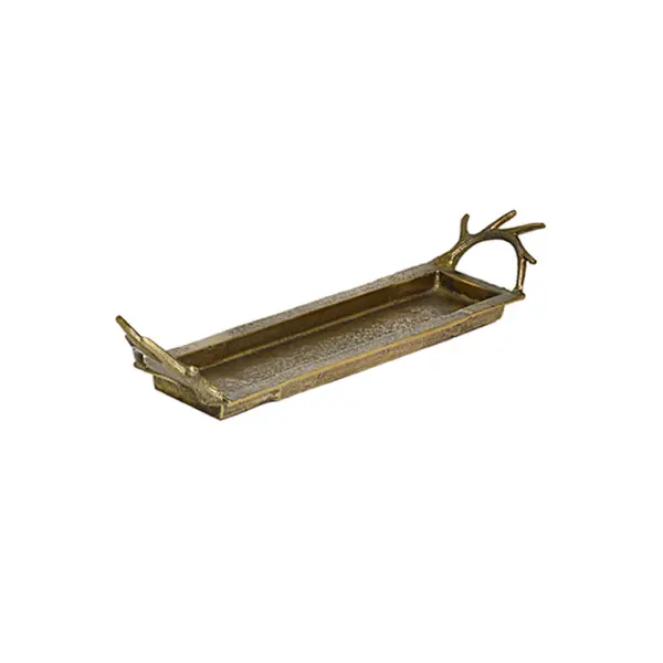 Поднос прямоугольный 58х14х13 см, металл, золотой