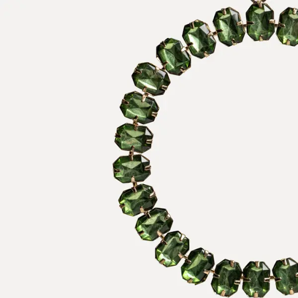 Подвес КОЛЬЦО с кристаллами D12 см, стекло, металл, зеленый