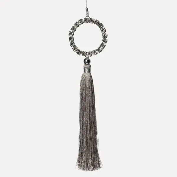 Подвес КОЛЬЦО с кристаллами H24 см, металл, стекло, серебряный