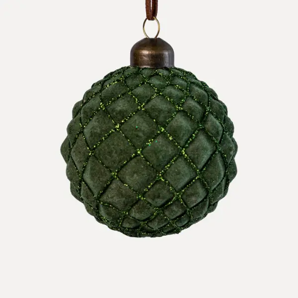 Шар D8 см, стекло, флок, темно-зеленый Шар D8 см, стекло, флок, темно-зеленый