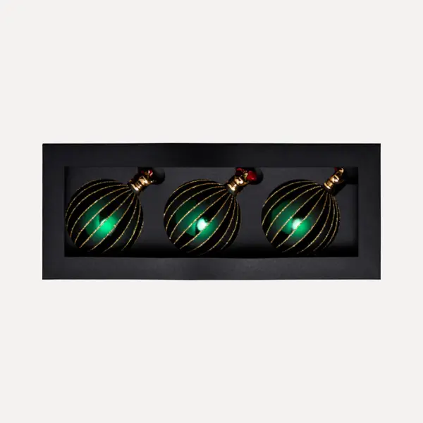 Шары в наборе D10 см, 3шт, стекло, зеленый