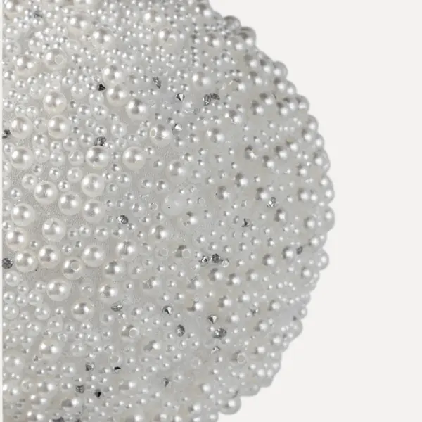 Шар D12 см с бисером, стекло, белый