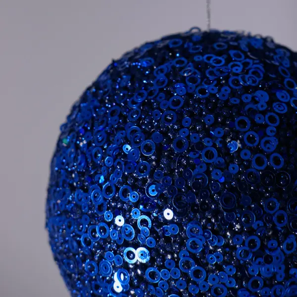 Шар D15 см с пайетками, пенопласт, синий