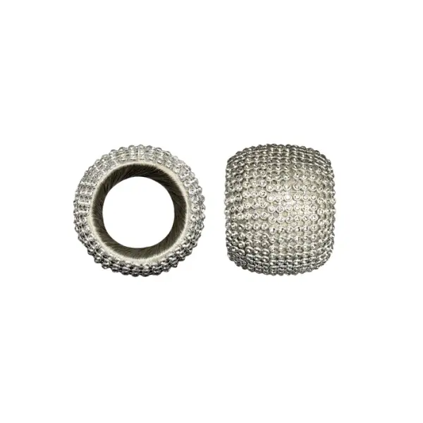 Кольца для салфеток в наборе с кристаллами D5 см, 2 шт, пластик, серебряный