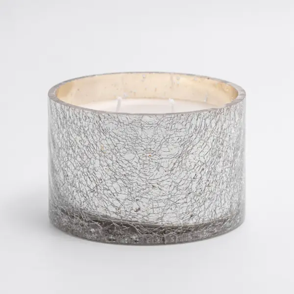 Свеча в стакане БЕРГАМОТ, D10xH8 см, стекло, серебро