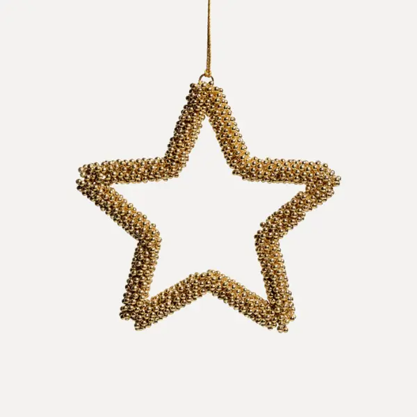 Подвес ЗВЕЗДА D16 см, бисер, золотой
