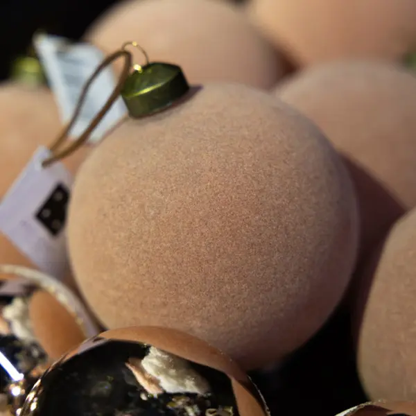 Шар D8 см, стекло, флок, золотой