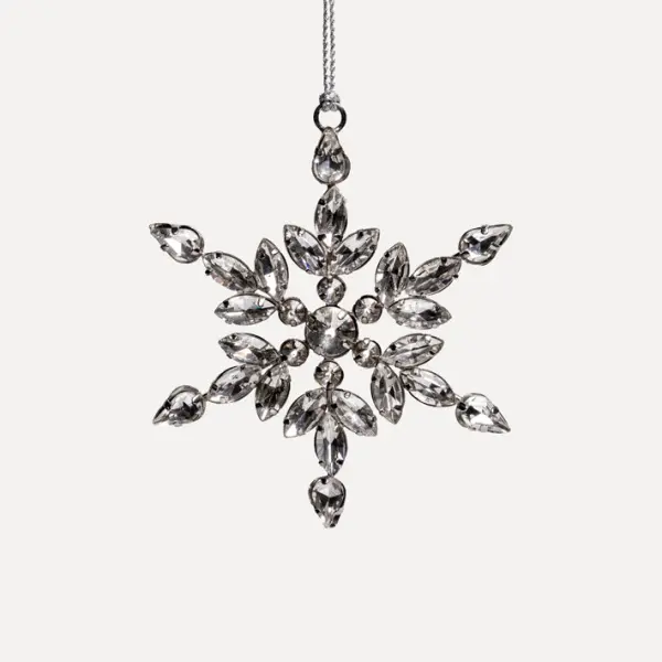 Подвес СНЕЖИНКА с кристаллами D10 см, стекло, металл, серебряный