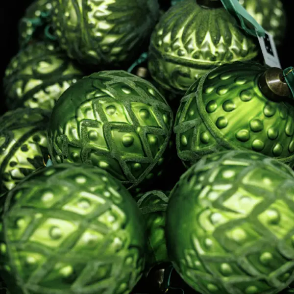 Шар D10 см, стекло, флок, зелёный